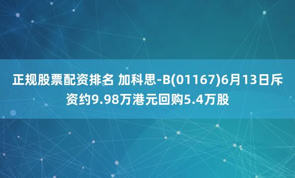 正规股票配资排名 加科思-B(01167)6月13日斥资约9.98万港元回购5.4万股