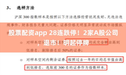 股票配资app 28连跌停！2家A股公司，退市！明起停牌